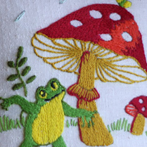 Dame Toadstool's vintage pillow