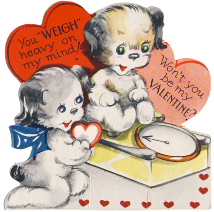 vintage valentine's day card - you weigh heavy on my mind